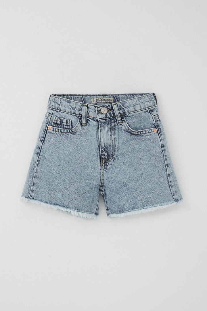 BRE Breeze Girl's Shorts Jeans with Pocket Fringe Detail 5-9 Years, Light Blue - Jaén