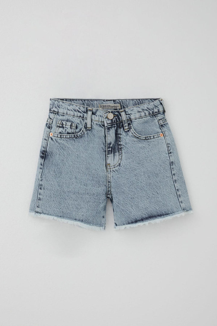 BRE Breeze Girl's Shorts Jeans with Fringed Detail Pockets 104 Years, Light Blue - Westfield