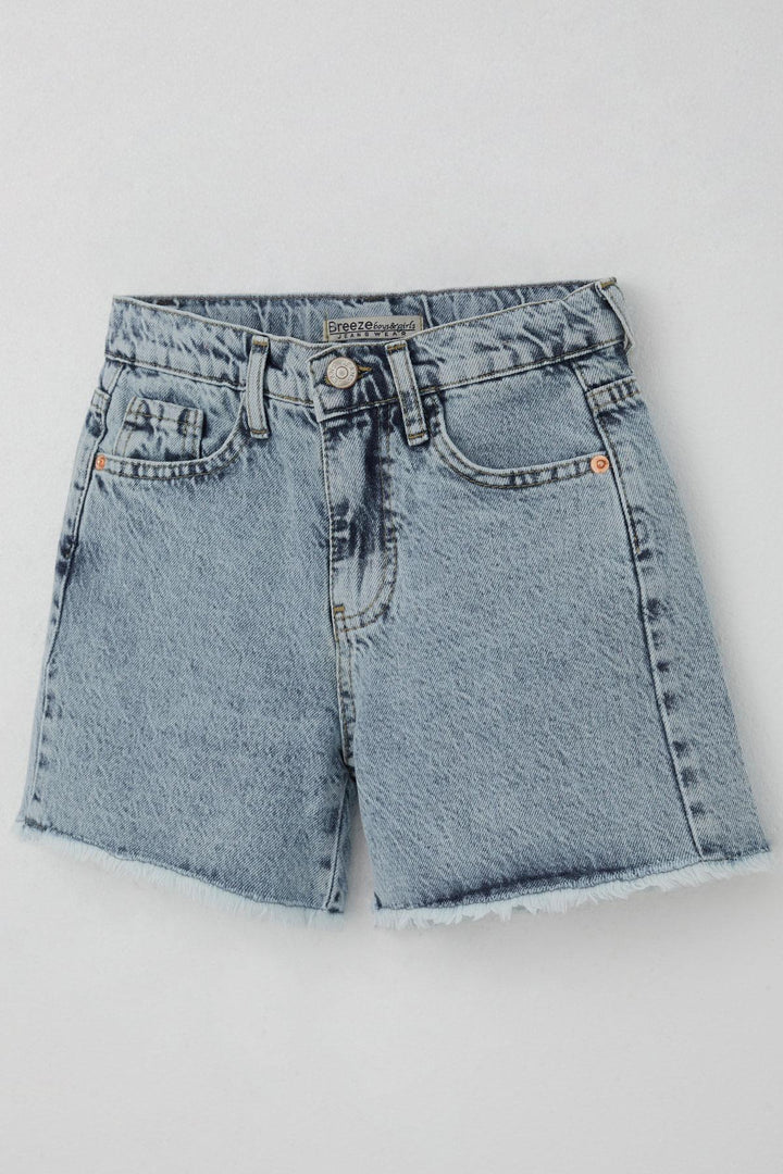 BRE Breeze Girl's Shorts Jeans with Fringed Detail Pockets 104 Years, Light Blue - Westfield