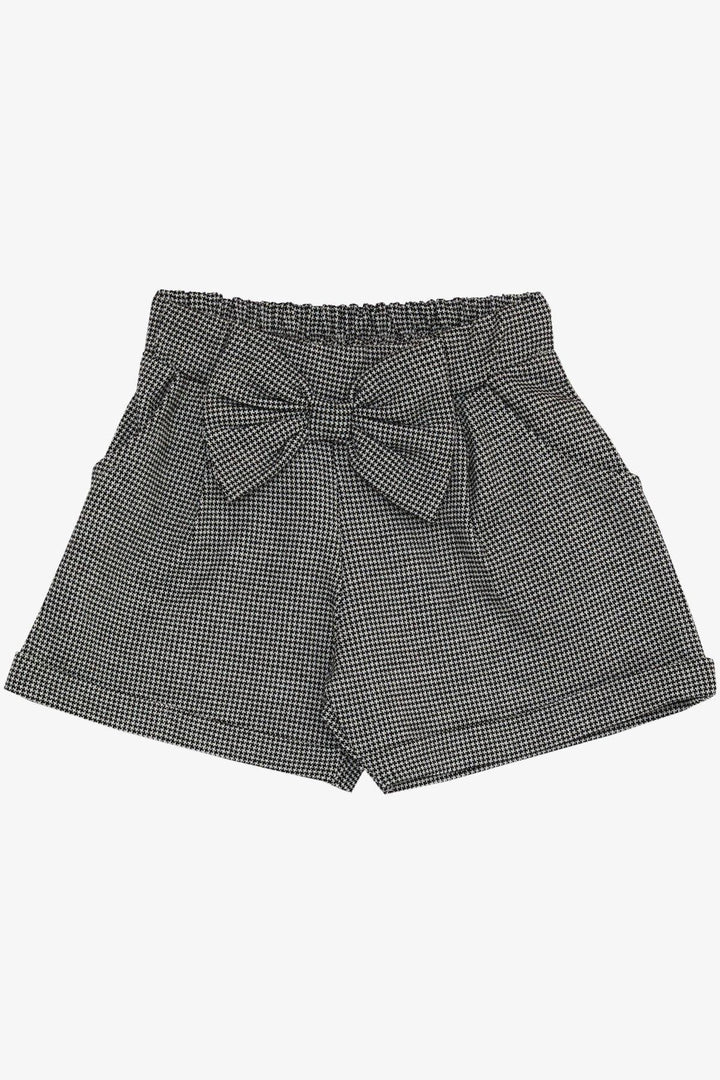 BRE Breeze Girl's Shorts Houndstooth Patterned with Bow, 1.5-5 Years, Black - Teziutlan