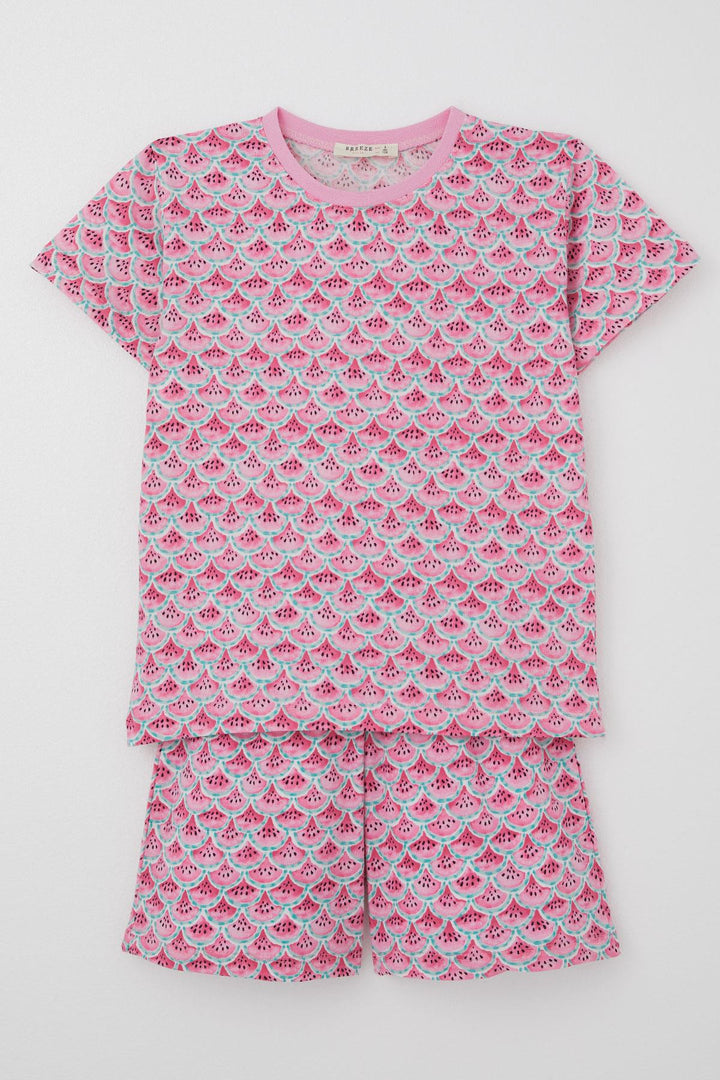 BRE Breeze Girl's Short Pyjama Set with Watermelon Slice Pattern, 4-8 Years, Pink. - Bellingham