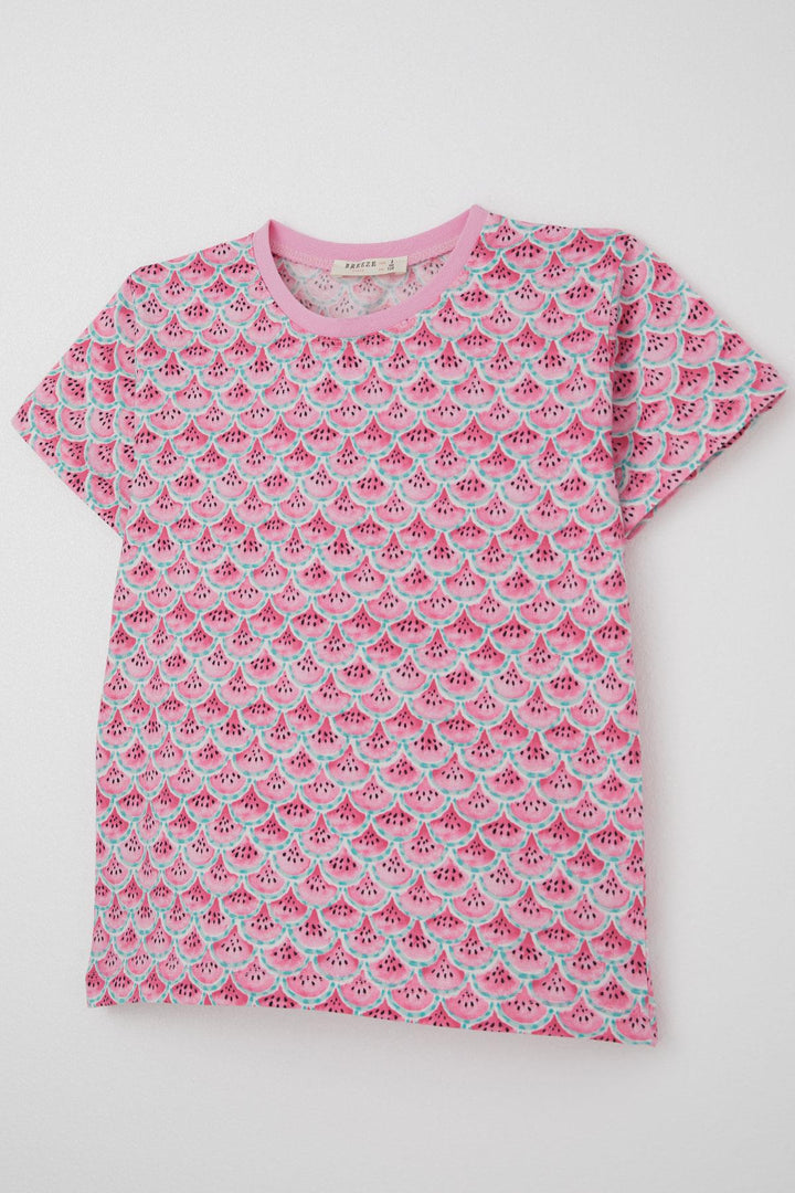 BRE Breeze Girl's Short Pyjama Set with Watermelon Slice Pattern, 4-8 Years, Pink. - Bellingham