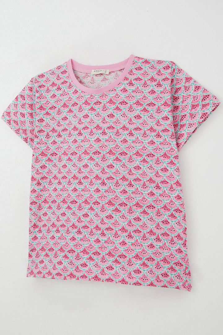 BRE Breeze Girl's Shorts Pajama Set Watermelon Slice Patterned 94 Years, Pink - Ramos Arizpe