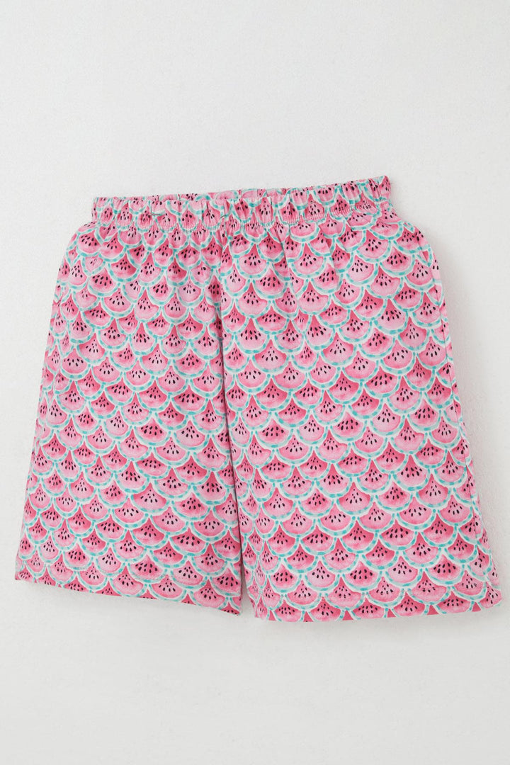 BRE Breeze Girl's Shorts Pajama Set Watermelon Slice Patterned 94 Years, Pink - Ramos Arizpe