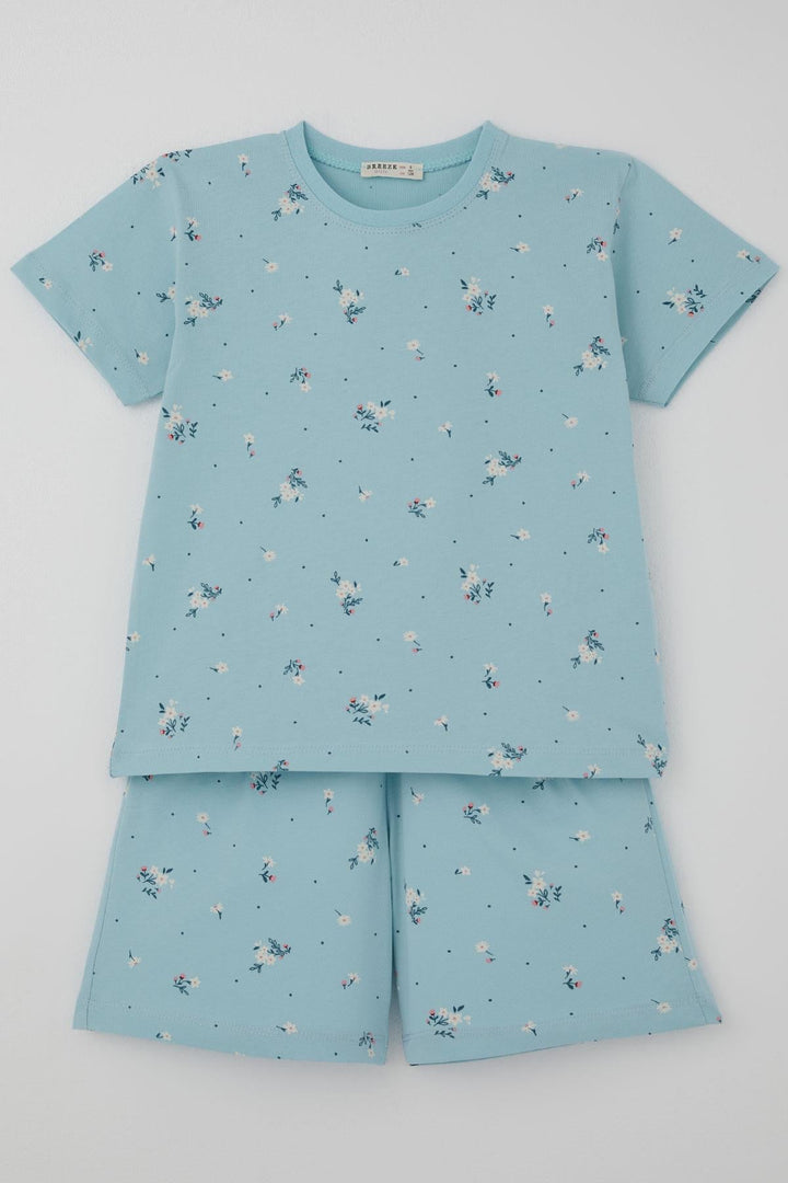 BRE Breeze Kız Çocuk Şortlu Pijama Takımı Çiçek Desenli 4-8 Yaş, Açık Mavi - Lüdenscheid