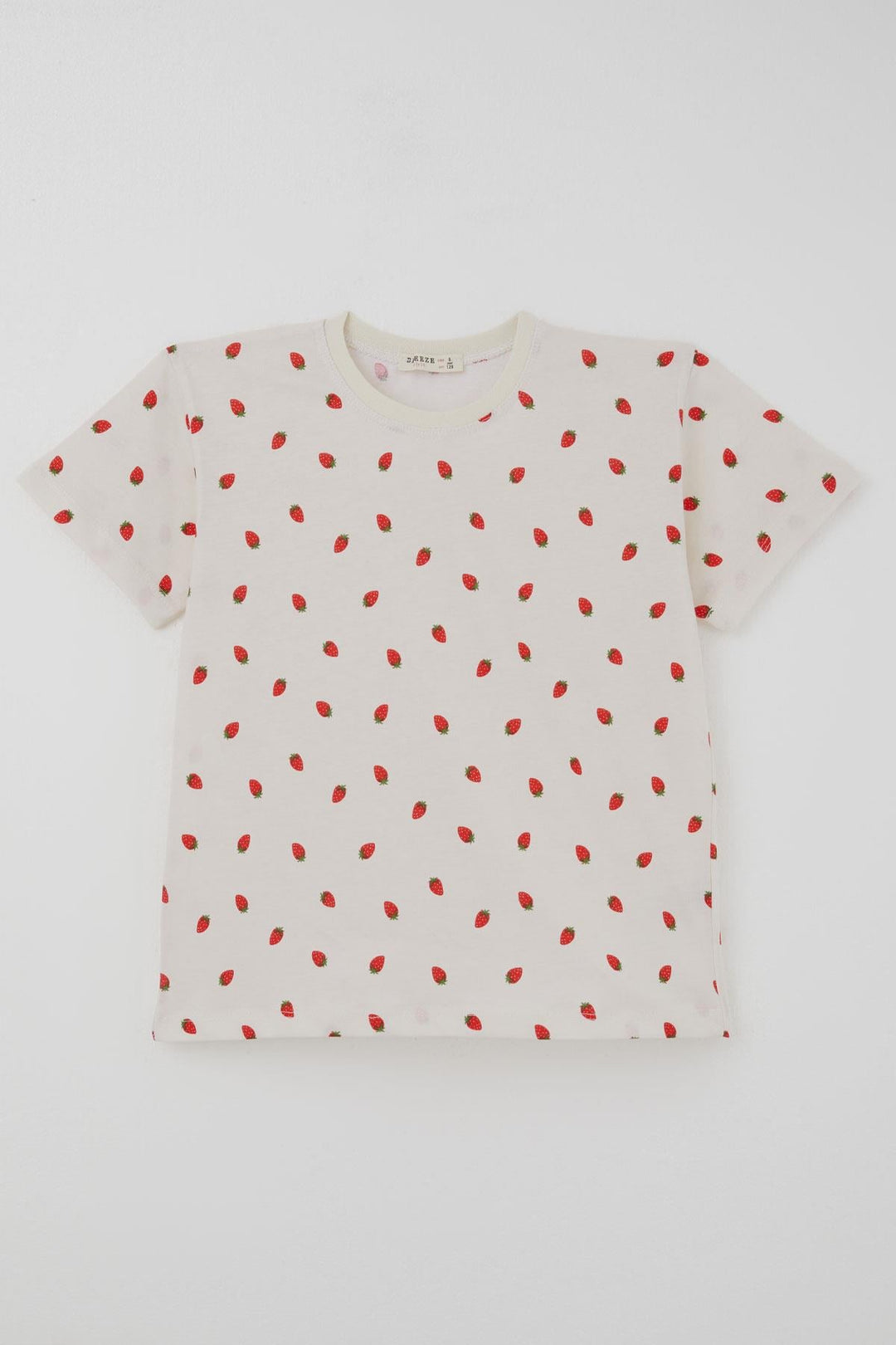 BRE Breeze Kız Çocuk Şortlu Pijama Takımı Çilek Desenli 4-8 Yaş, Krem - Walkden