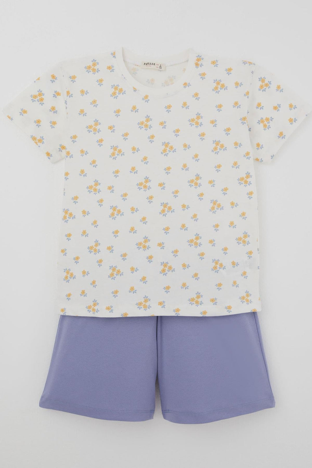 BRE Breeze Kız Çocuk Şortlu Pijama Takımı Çiçek Desenli 4-8 Yaş, Beyaz - Huixquilucan