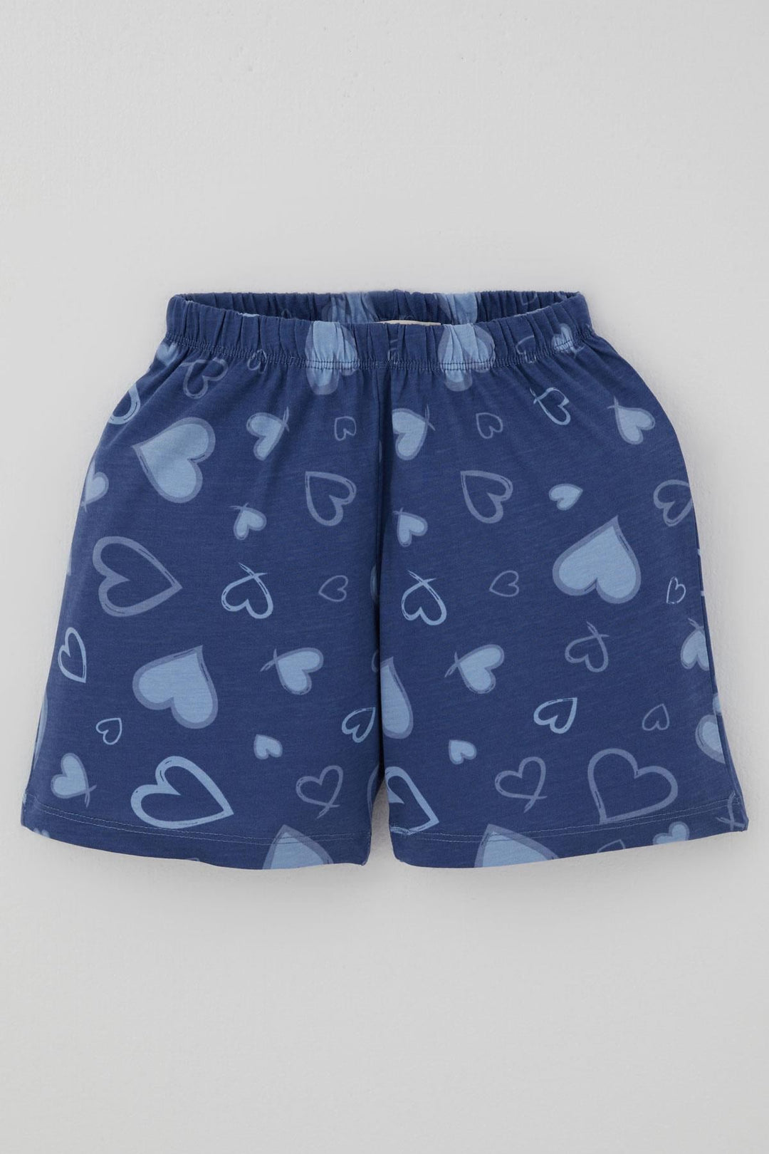 BRE Breeze Kız Çocuk Şortlu Pijama Takımı Kalp Desenli 4-8 Yaş, İndigo - Ninove