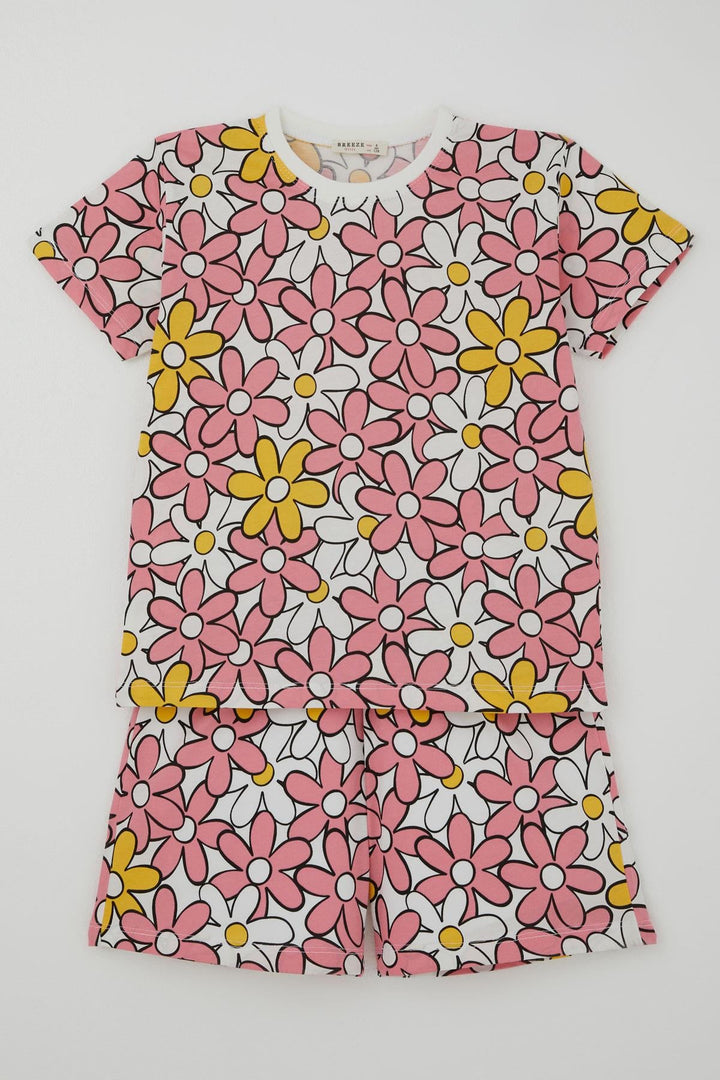 BRE Breeze Kız Çocuk Şortlu Pijama Takımı Renkli Papatya Desenli 4-8 Yaş, Karışık Renk - Alameda