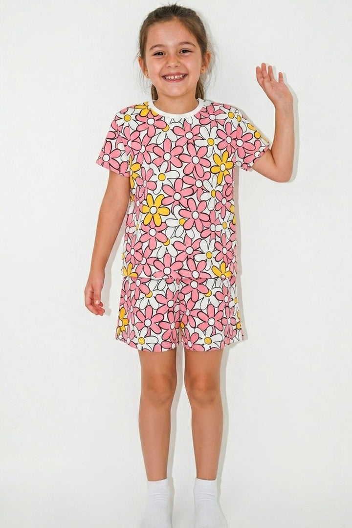 BRE Breeze Kız Çocuk Şortlu Pijama Takımı Renkli Papatya Desenli 4-8 Yaş, Karışık Renk - Alameda
