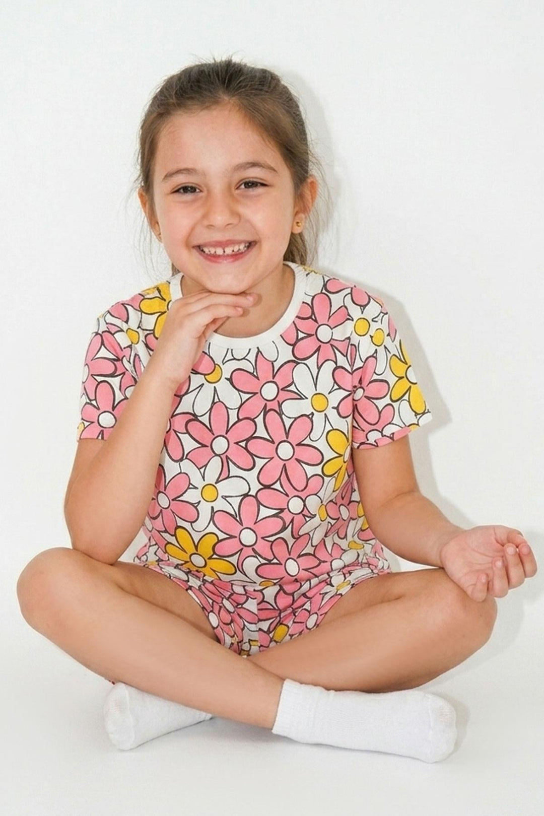 BRE Breeze Kız Çocuk Şortlu Pijama Takımı Renkli Papatya Desenli 4-8 Yaş, Karışık Renk - Alameda
