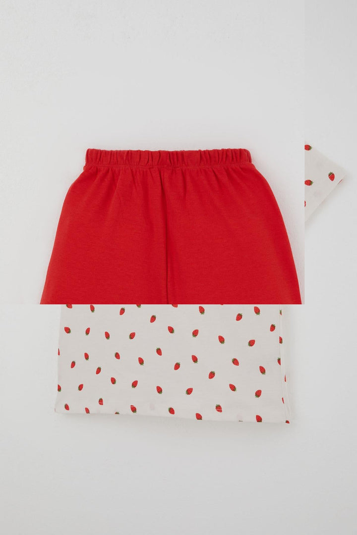 BRE Breeze Kız Çocuk Şortlu Pijama Takımı Çilek Desenli 4-8 Yaş, Krem - Walkden
