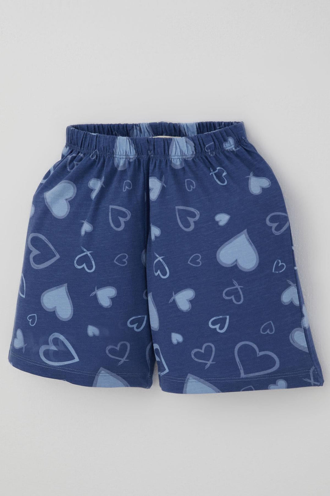 BRE Breeze Kız Çocuk Şortlu Pijama Takımı Kalp Desenli 4-8 Yaş, İndigo - Ninove
