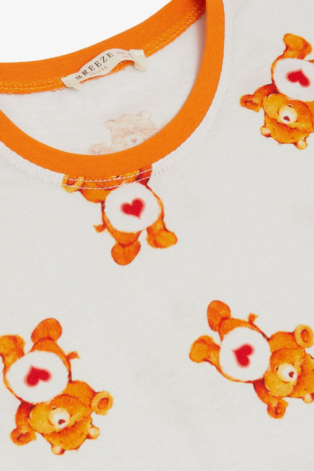 BRE Breeze Girl's Shorts Pajama Set Heart Patterned Baby Bear Design 4-8 Years, White - Brisbane