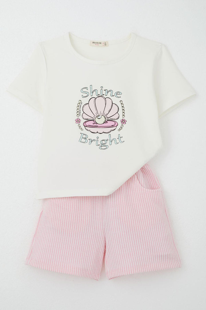 BRE Breeze Girl Child Shorts Set with Pearl Sparkle in Seashell, 50 Years, Ecru - Wiener Neustadt