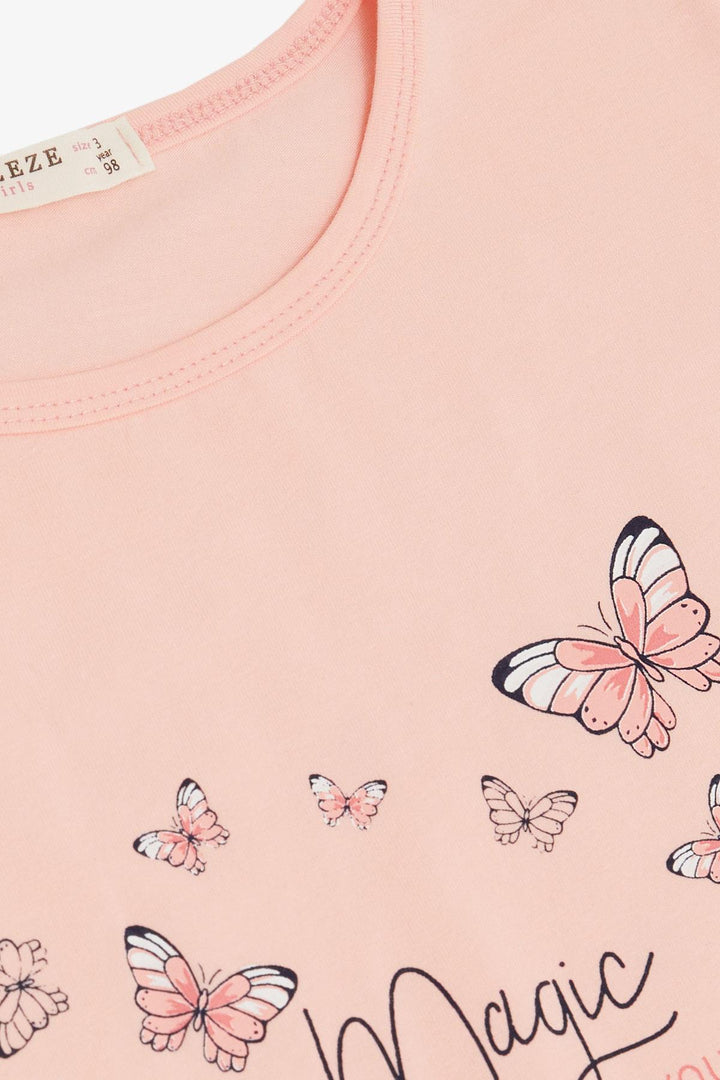 BRE Breeze Girl's Shorts Set with Butterfly Print, 3-8 Years, Salmon - Burnaby