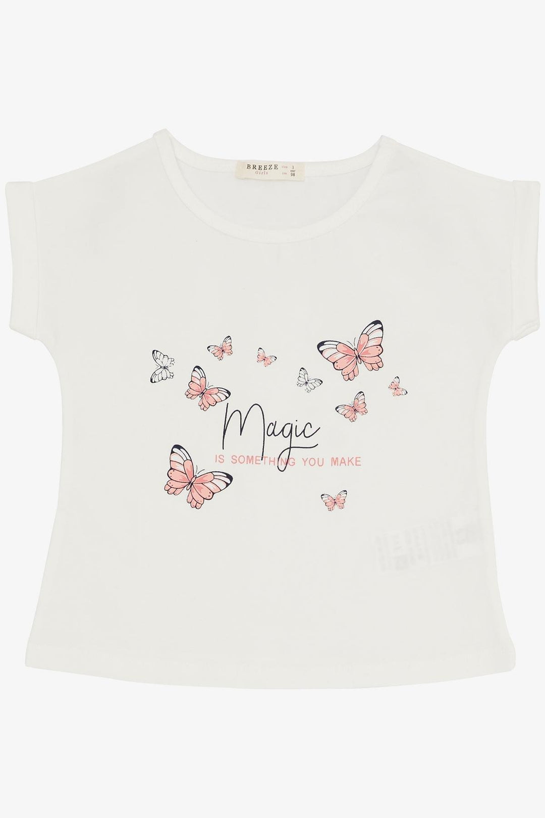 BRE Breeze Girl's Shorts Set with Butterfly Print, 3-8 Years, Beige - Avilés