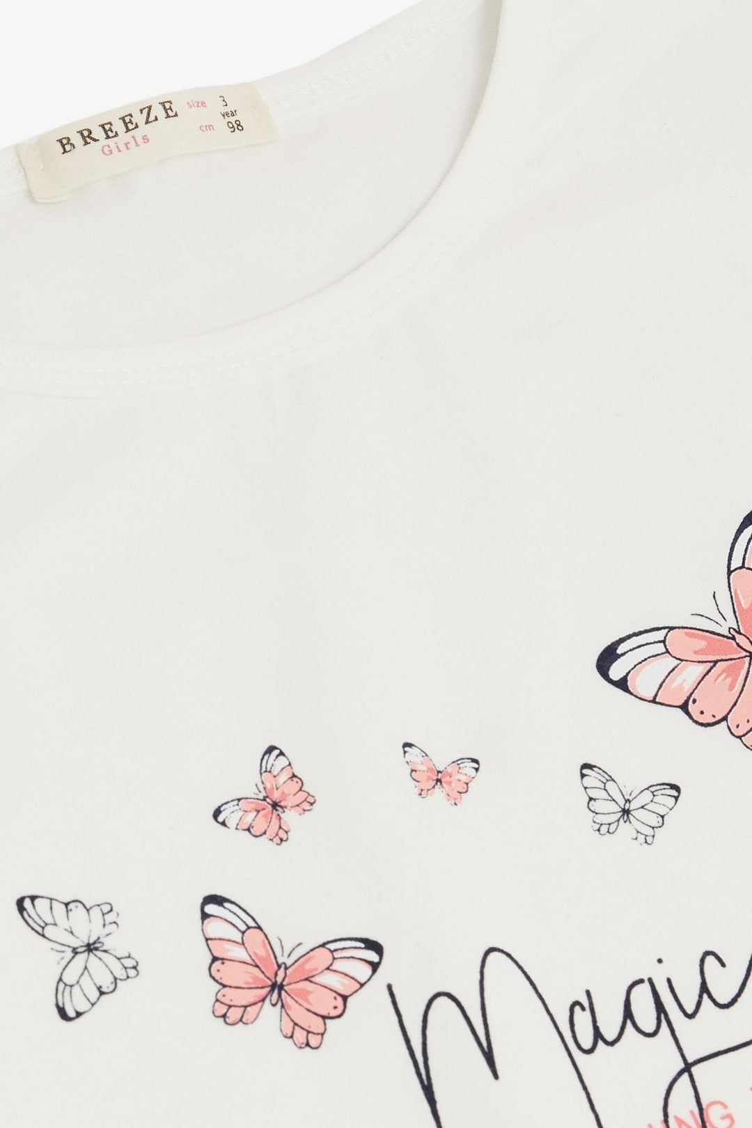 BRE Breeze Girl's Shorts Set with Butterfly Print, 3-8 Years, Beige - Avilés