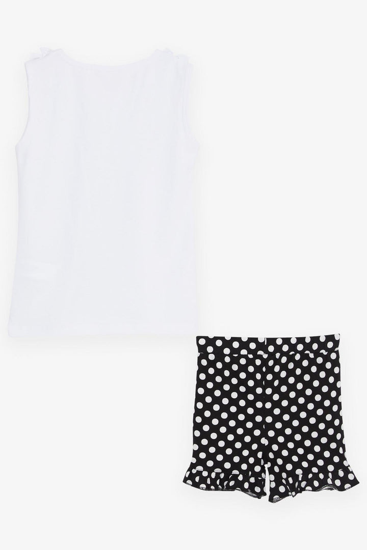 BRE Breeze Girl's Shorts Set with Polka Dot Bow Frills 4-8 Years, White - Omaha