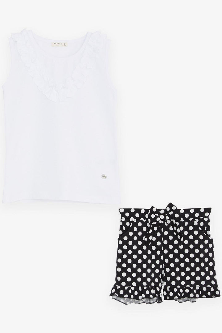 BRE Breeze Girl's Shorts Set with Polka Dot Bow Frills 4-8 Years, White - Omaha