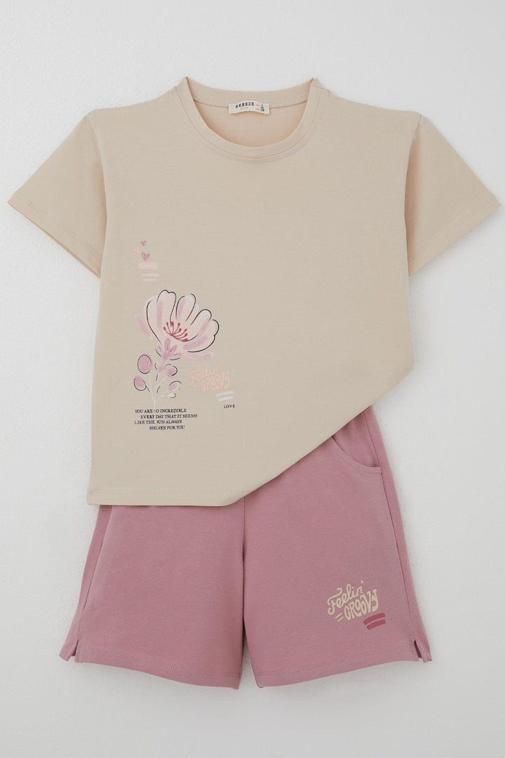 BRE Breeze Girl Child Shorts Set Love Themed Flower Printed 62 Years, Beige - Ocozocoautla de Espinosa