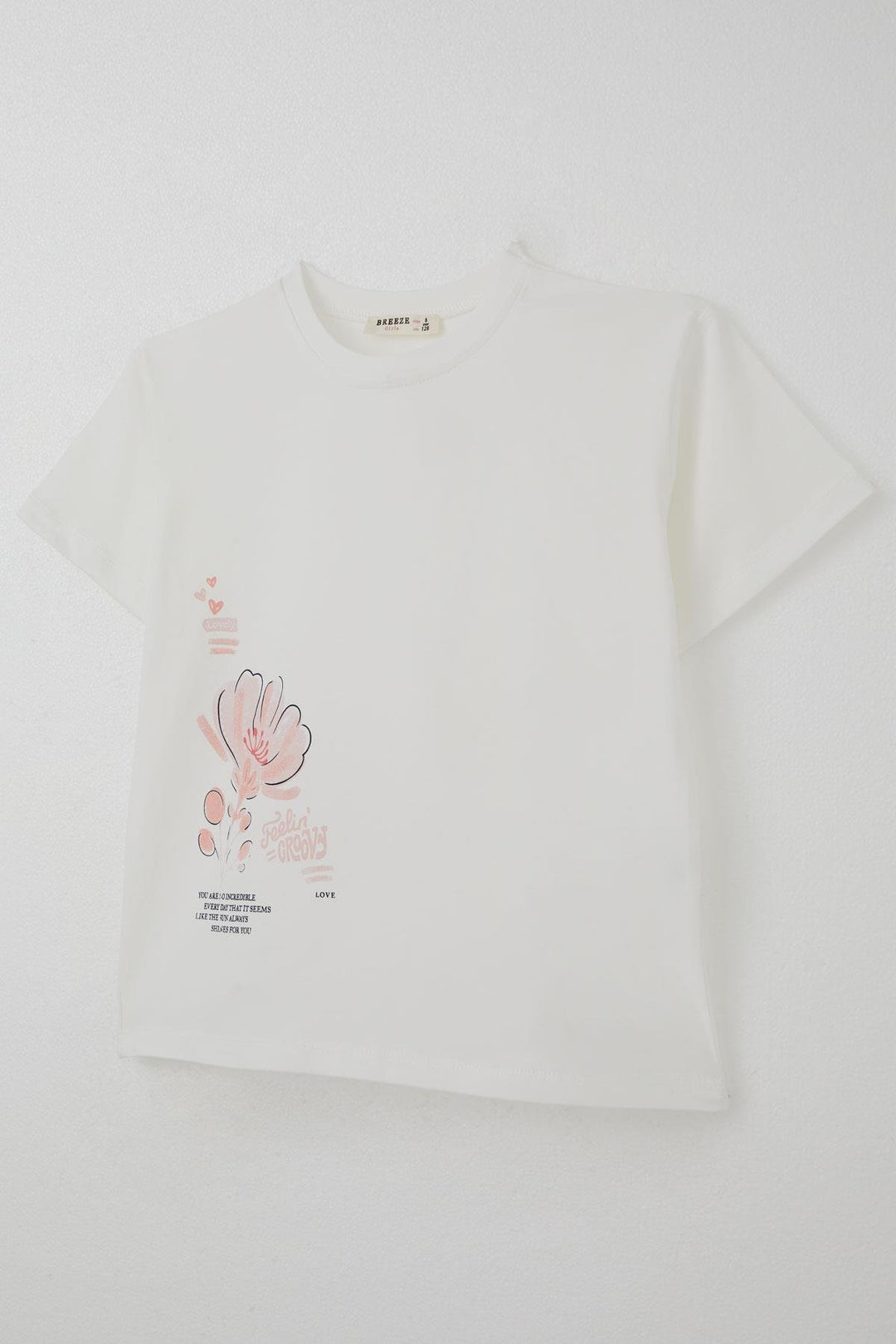 BRE Breeze Girl Child Shorts Set Love Themed Flower Printed 62 Years, Ecru - Durham