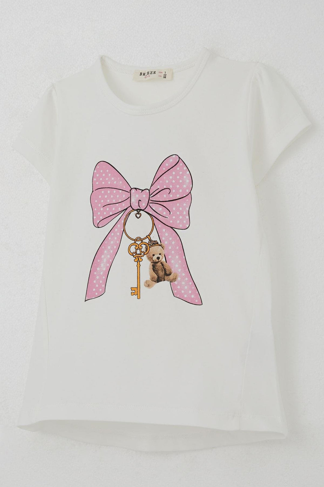BRE Breeze Girl's Shorts Set with Magical Bow Print, 2-6 Years, Ecru - Ferrara