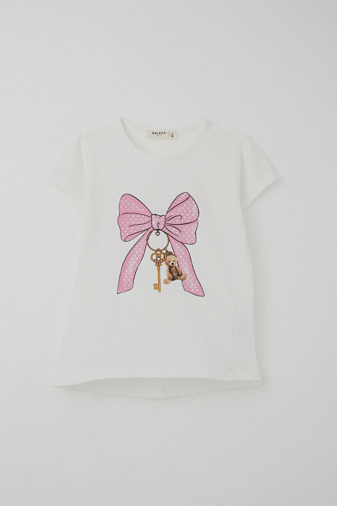 BRE Breeze Girl's Shorts Set with Magical Bow Print, 2-6 Years, Ecru - Ferrara