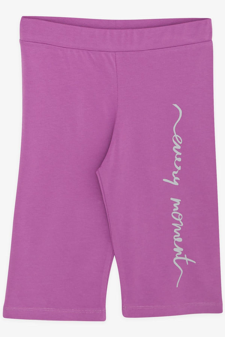 BRE Breeze Girl's Shorts Set with Printed Text for Ages 94, Light Grey Melange - Oxnard
