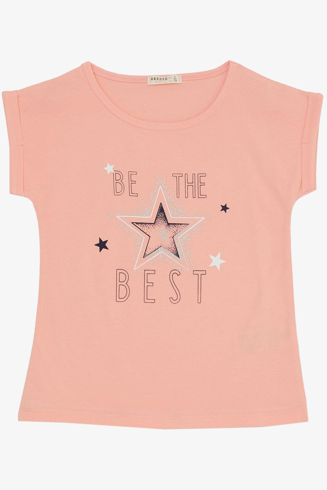 BRE Breeze Girl's Shorts Set with Star Print Elastic Waistband 50 Years, Salmon - El Centro