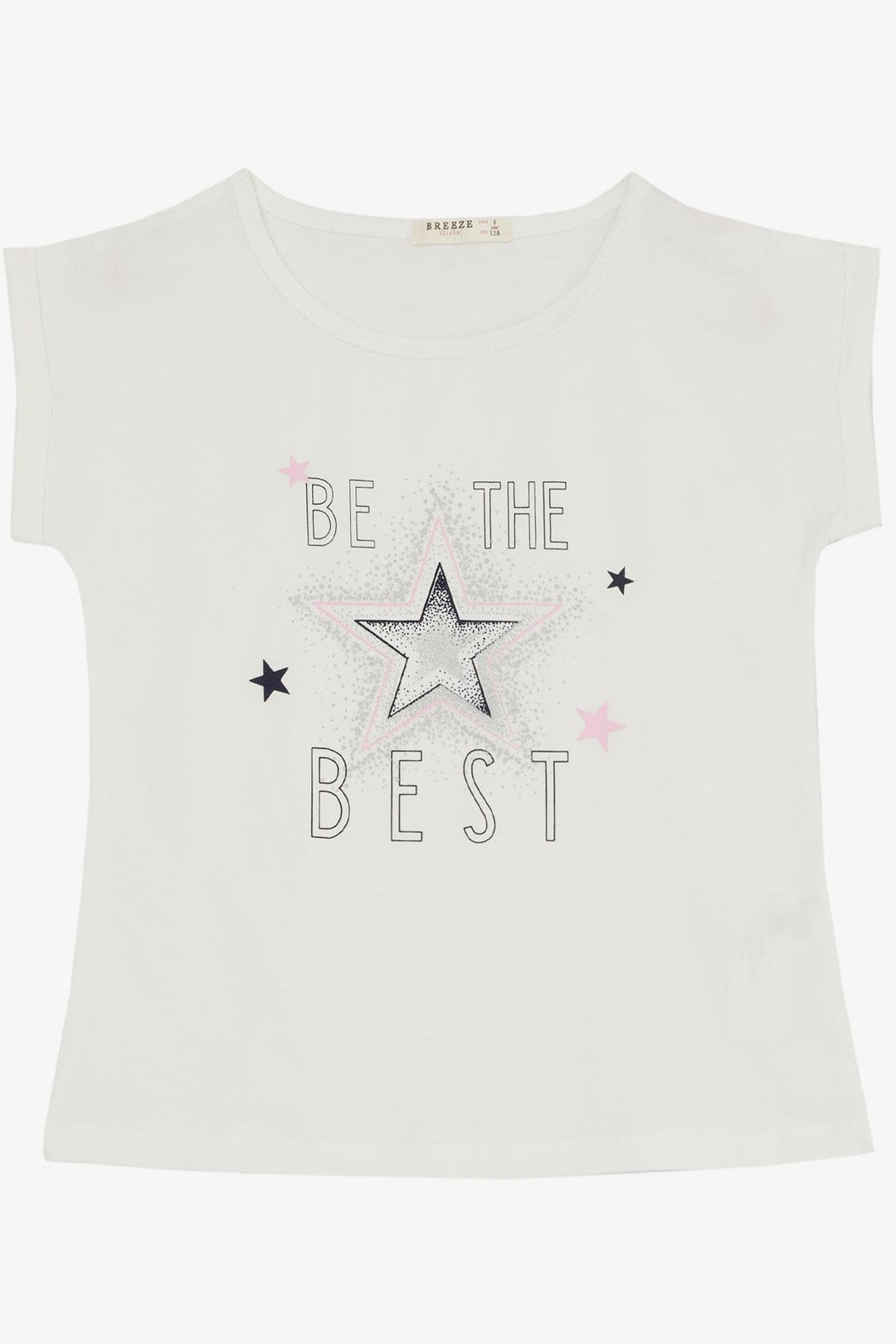 BRE Breeze Girl's Shorts Set with Star Print Elastic Waistband 50 Years, White - Dzhankoi