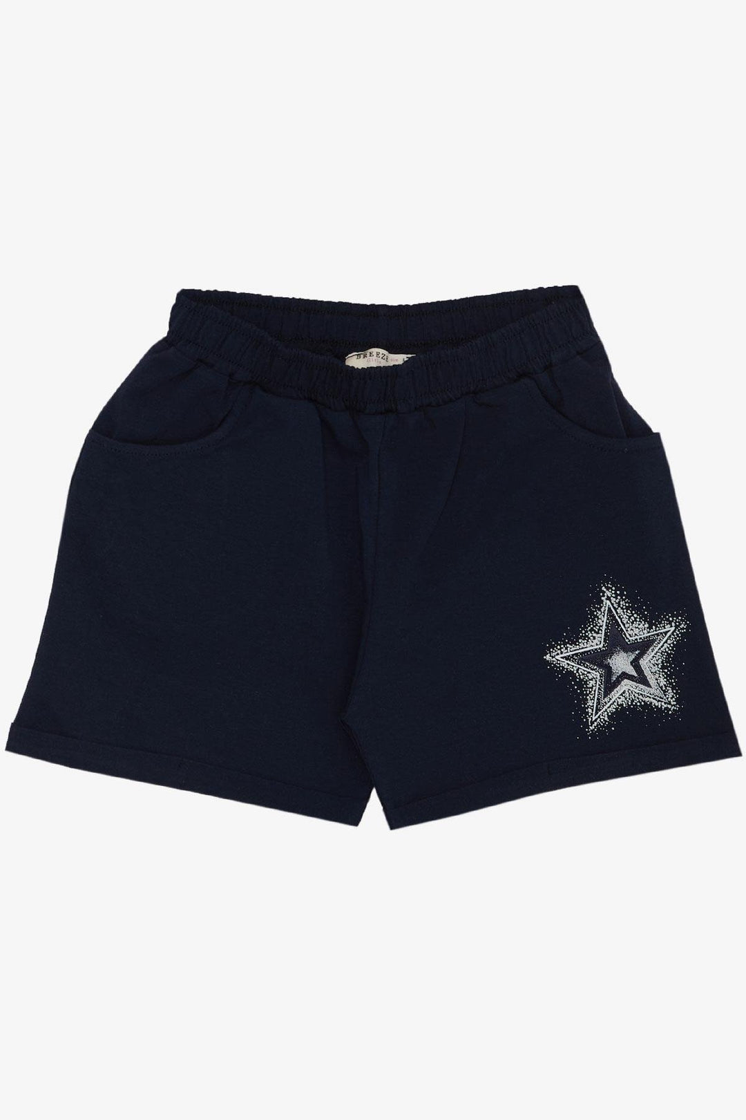 BRE Breeze Girl's Shorts Set with Star Print Elastic Waistband 50 Years, White - Dzhankoi