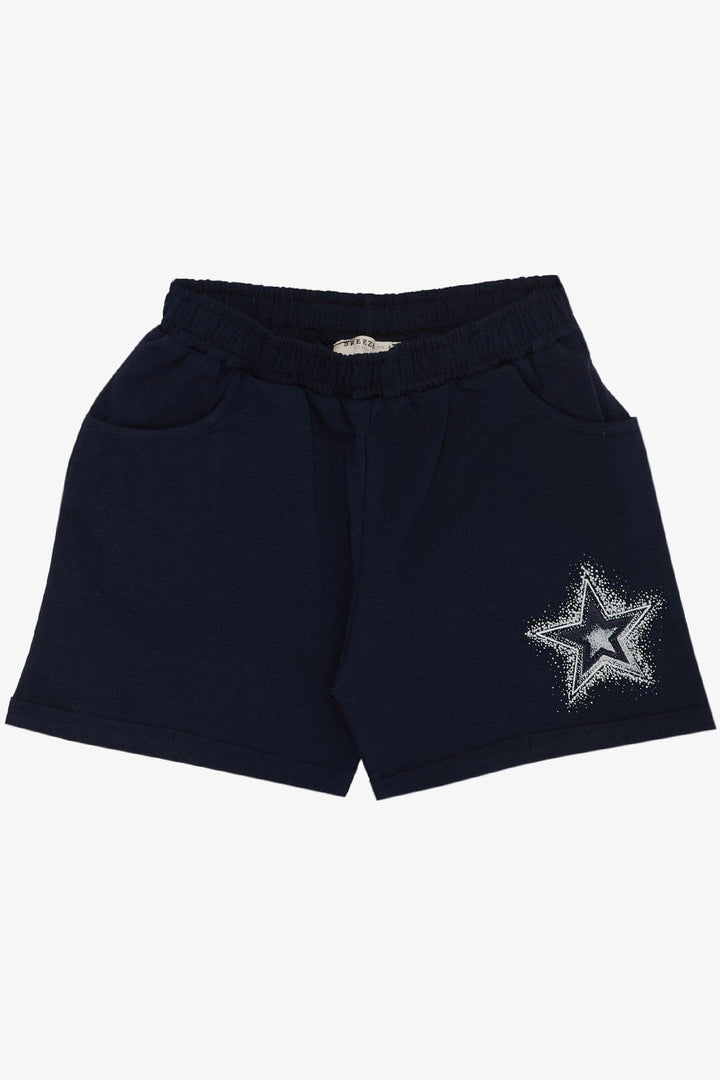 BRE Breeze Girl's Shorts Set with Star Print Elastic Waistband 50 Years, White - Dzhankoi