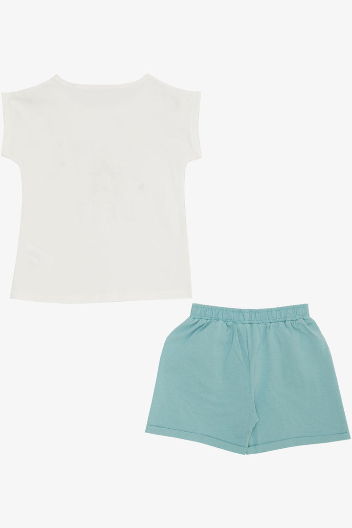 BRE Breeze Girl's Shorts Set with Star Print Elastic Waistband 50 Years, Ecru - Thonon-les-Bains