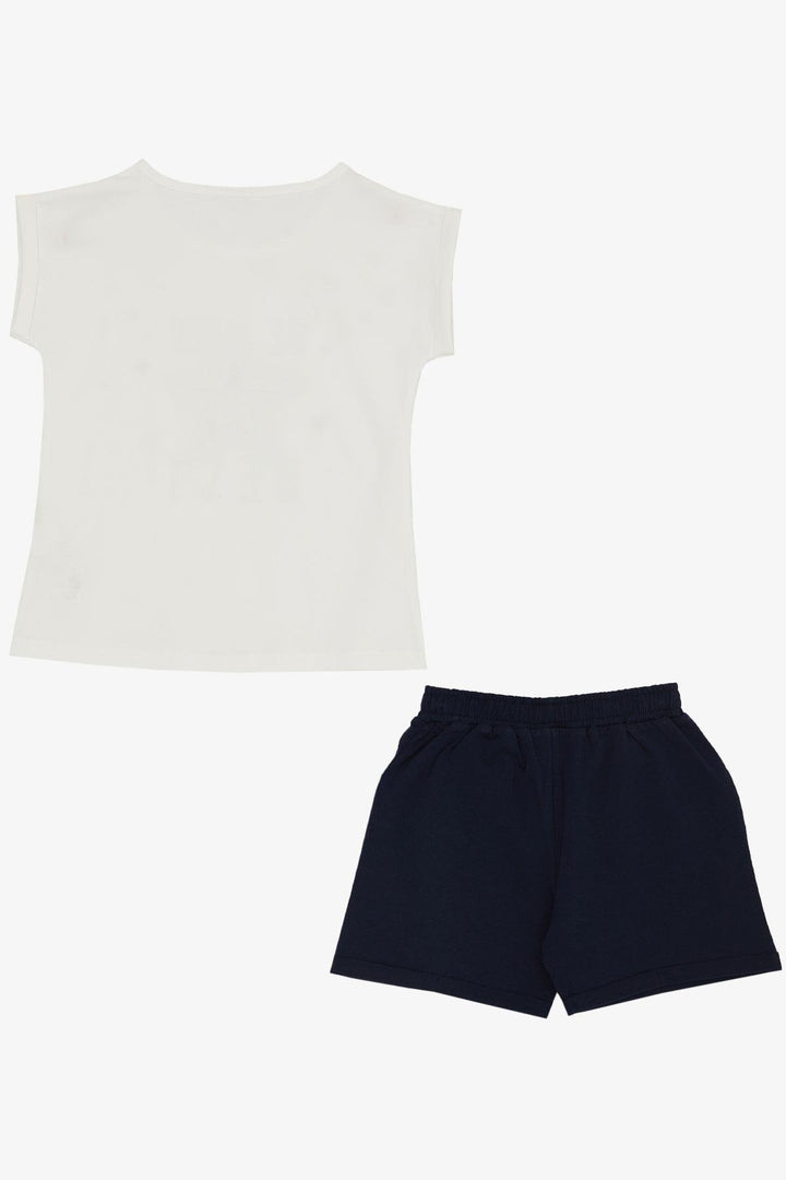 BRE Breeze Girl's Shorts Set with Star Print Elastic Waistband 50 Years, White - Dzhankoi