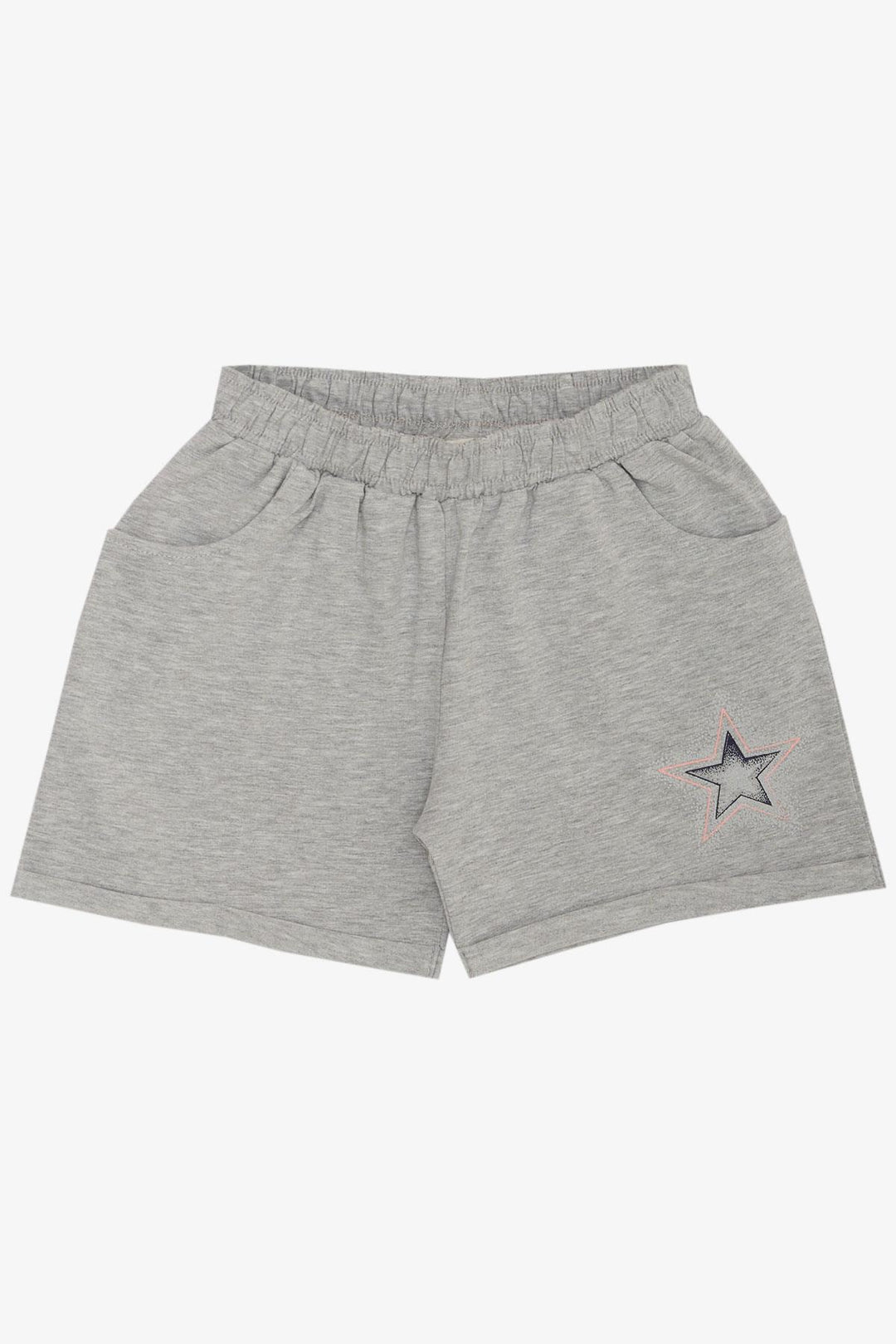 BRE Breeze Girl's Shorts Set with Star Print Elastic Waistband 50 Years, Salmon - El Centro