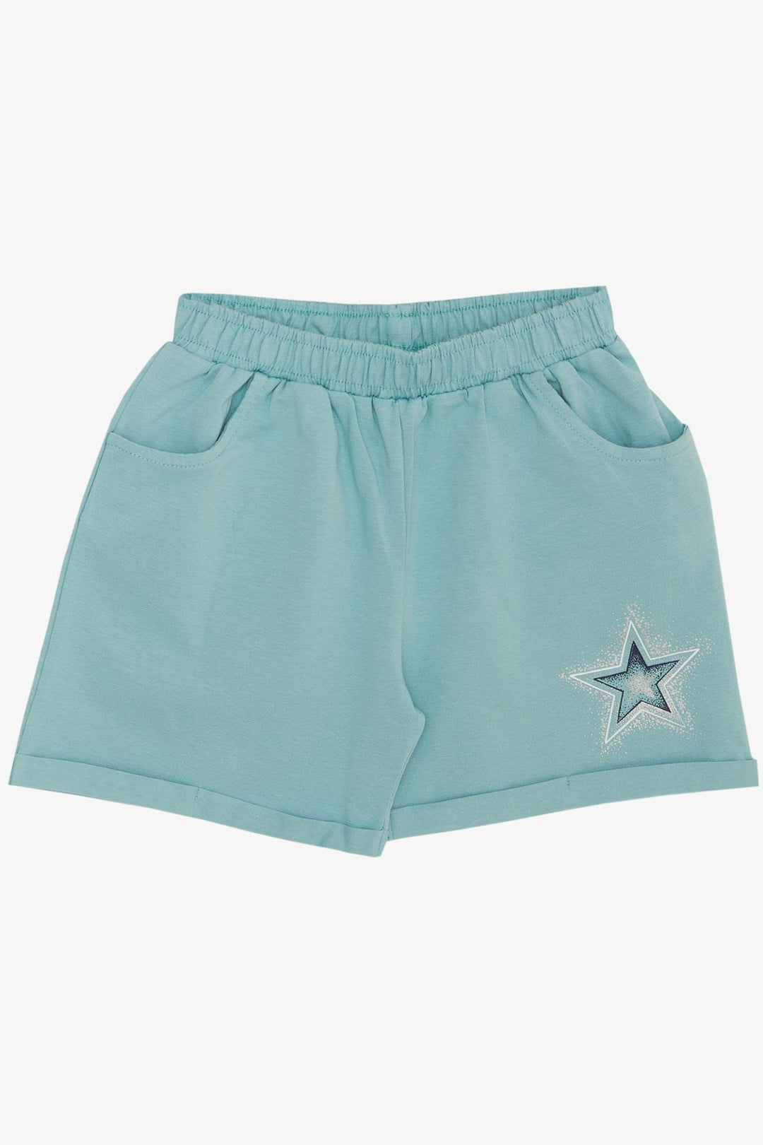 BRE Breeze Girl's Shorts Set with Star Print Elastic Waistband 50 Years, Ecru - Thonon-les-Bains