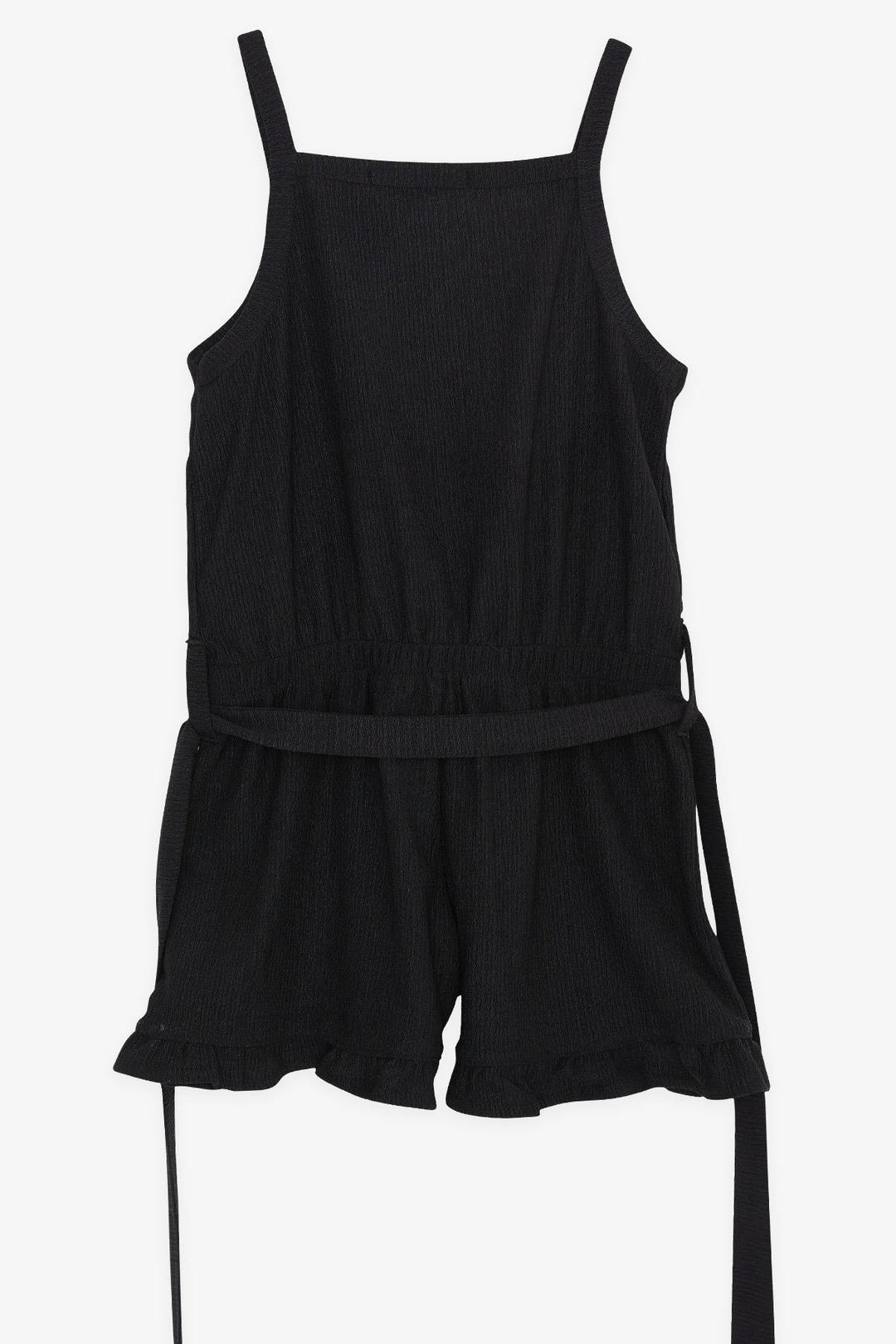 BRE Breeze Girl's Short Overall with Buttoned Waist Belt, 4-9 Years, Black - La Piedad