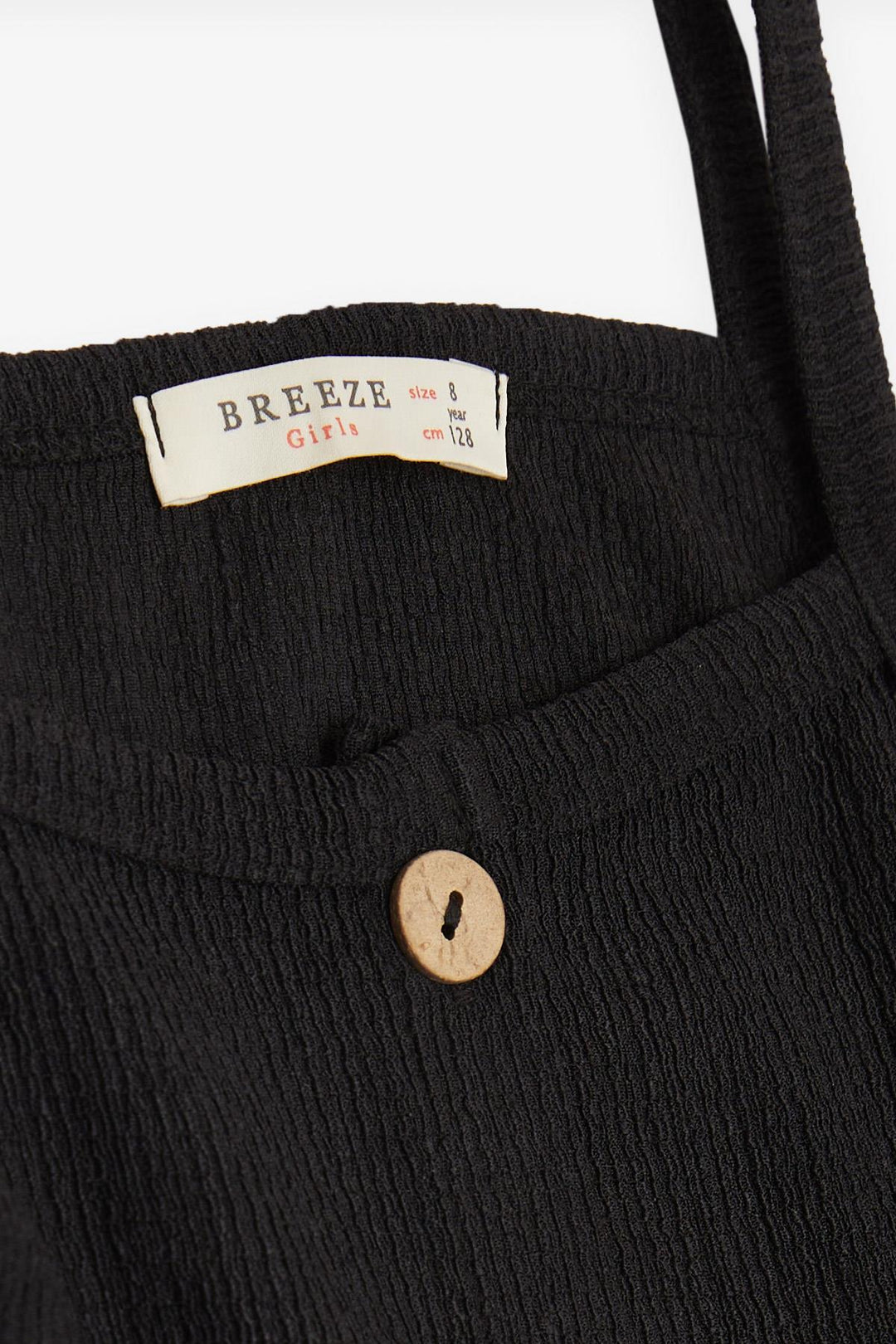 BRE Breeze Girl's Short Overall with Buttoned Waist Belt, 4-9 Years, Black - La Piedad