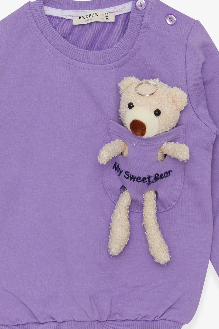 BRE Breeze Girl Child Sweatshirt with Bear Accessories 1.5-5 Years, Lilac - Twickenham