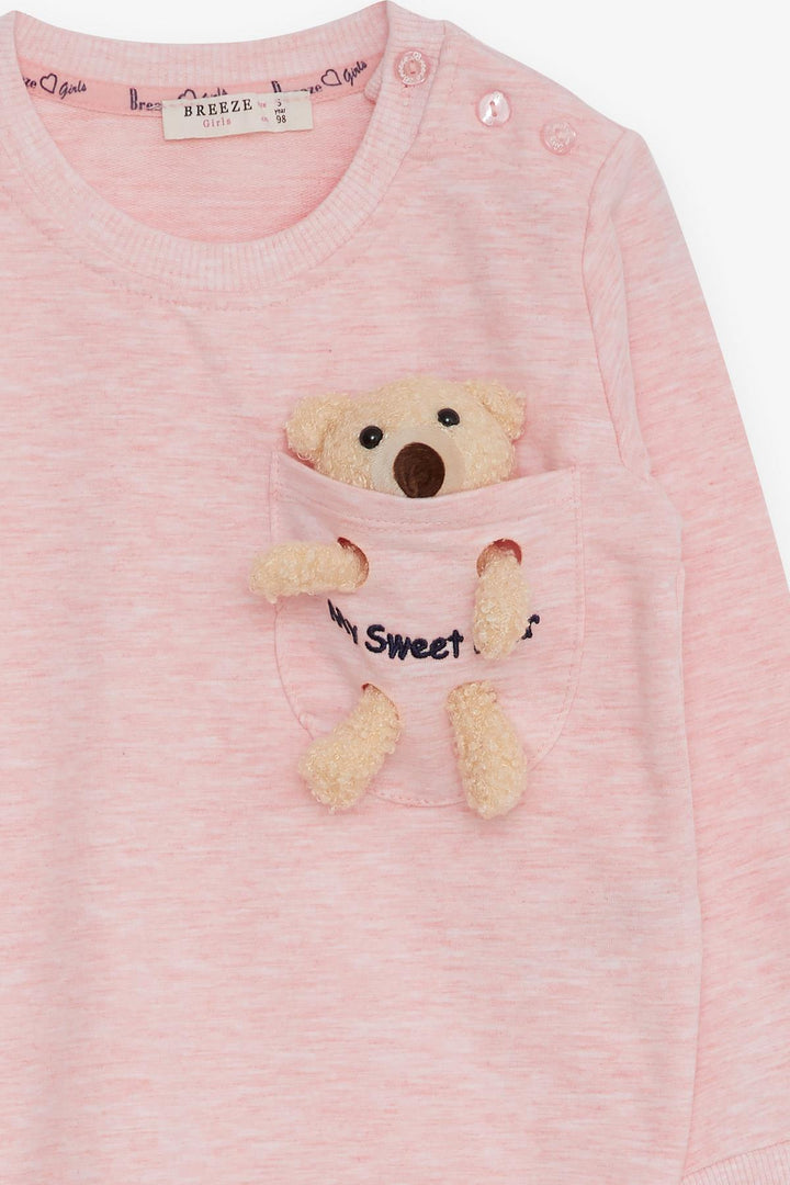 BRE Breeze Girl Child Sweatshirt with Bear Accessories 1.5-5 Years, Salmon Melange - Bishops Stortford