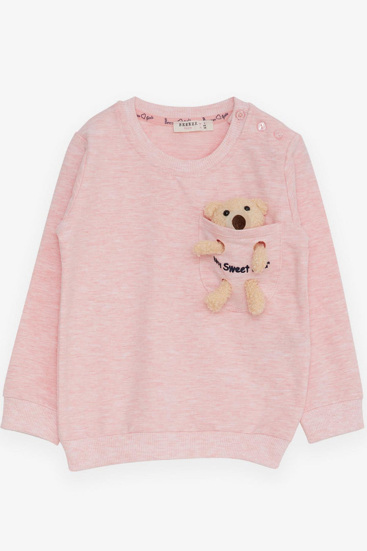 BRE Breeze Girl Child Sweatshirt with Bear Accessories 1.5-5 Years, Salmon Melange - Bishops Stortford