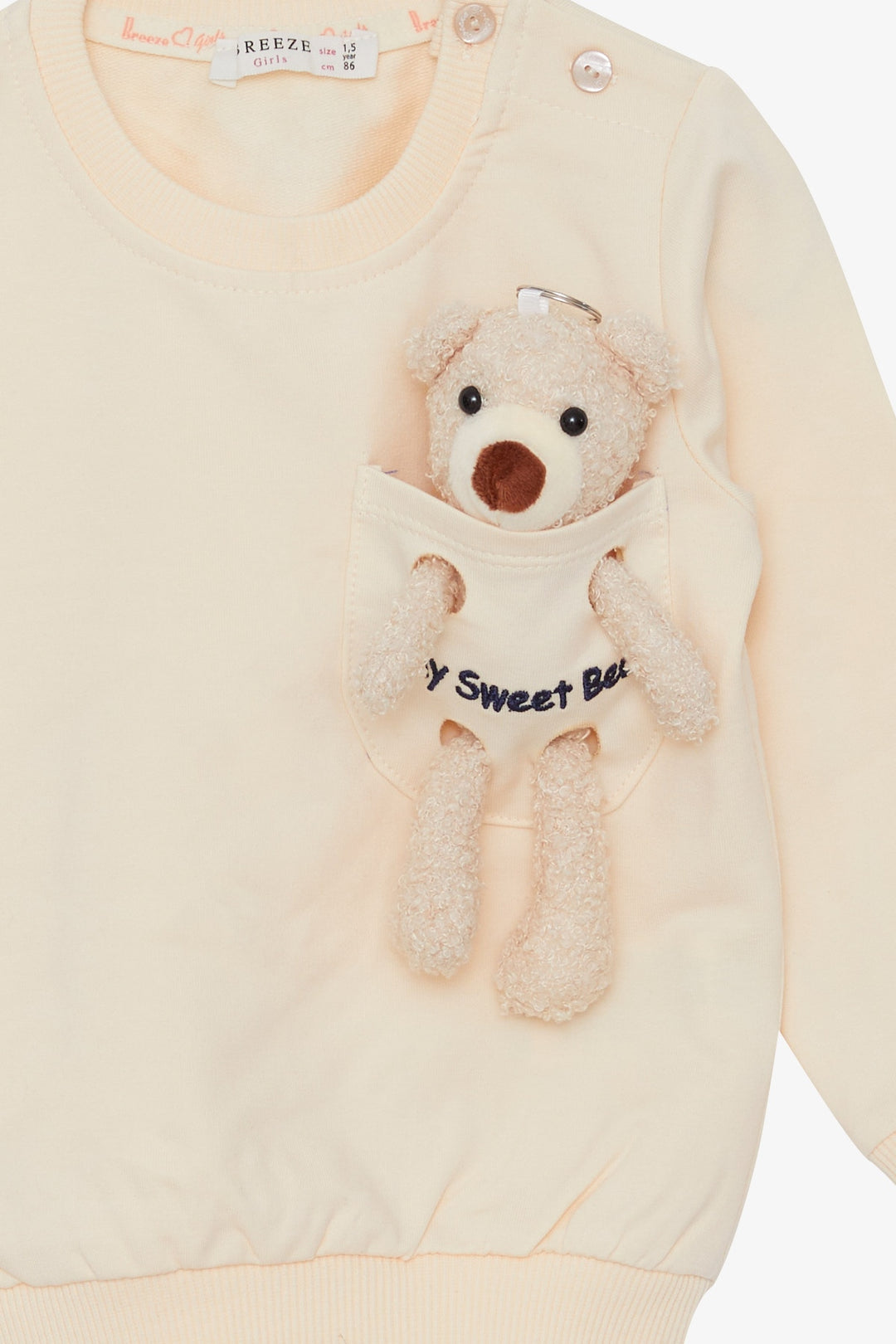 BRE Breeze Girl Child Sweatshirt with Bear Accessories, 1.5-5 Years, Cream - Ciudad López Mateos