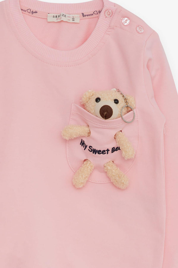 BRE Breeze Girl Child Sweatshirt with Bear Accessories, 1.5-5 Years, Pink - Beaumont