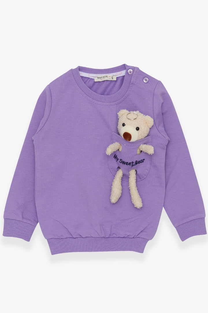 BRE Breeze Girl Child Sweatshirt with Bear Accessories 1.5-5 Years, Lilac - Twickenham