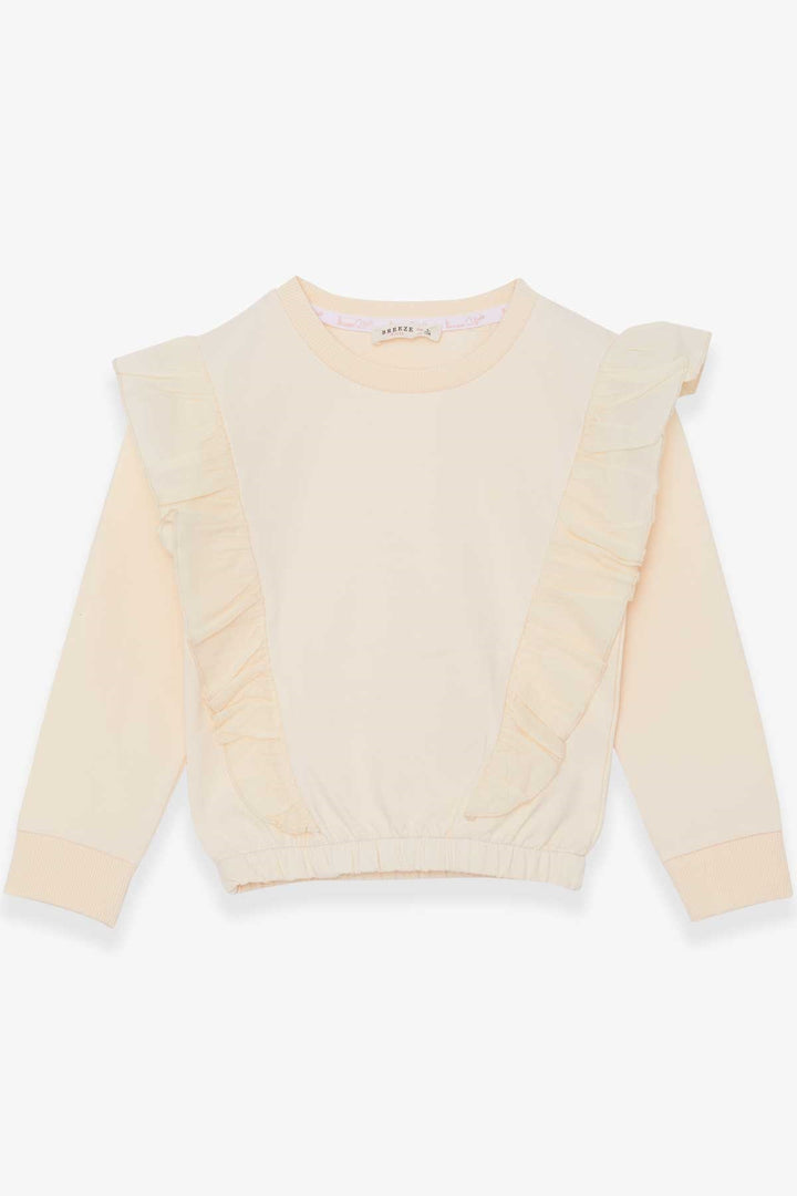 BRE Breeze Girl's Sweatshirt with Elastic Waistband 4-8 Years, Cream - San Remo