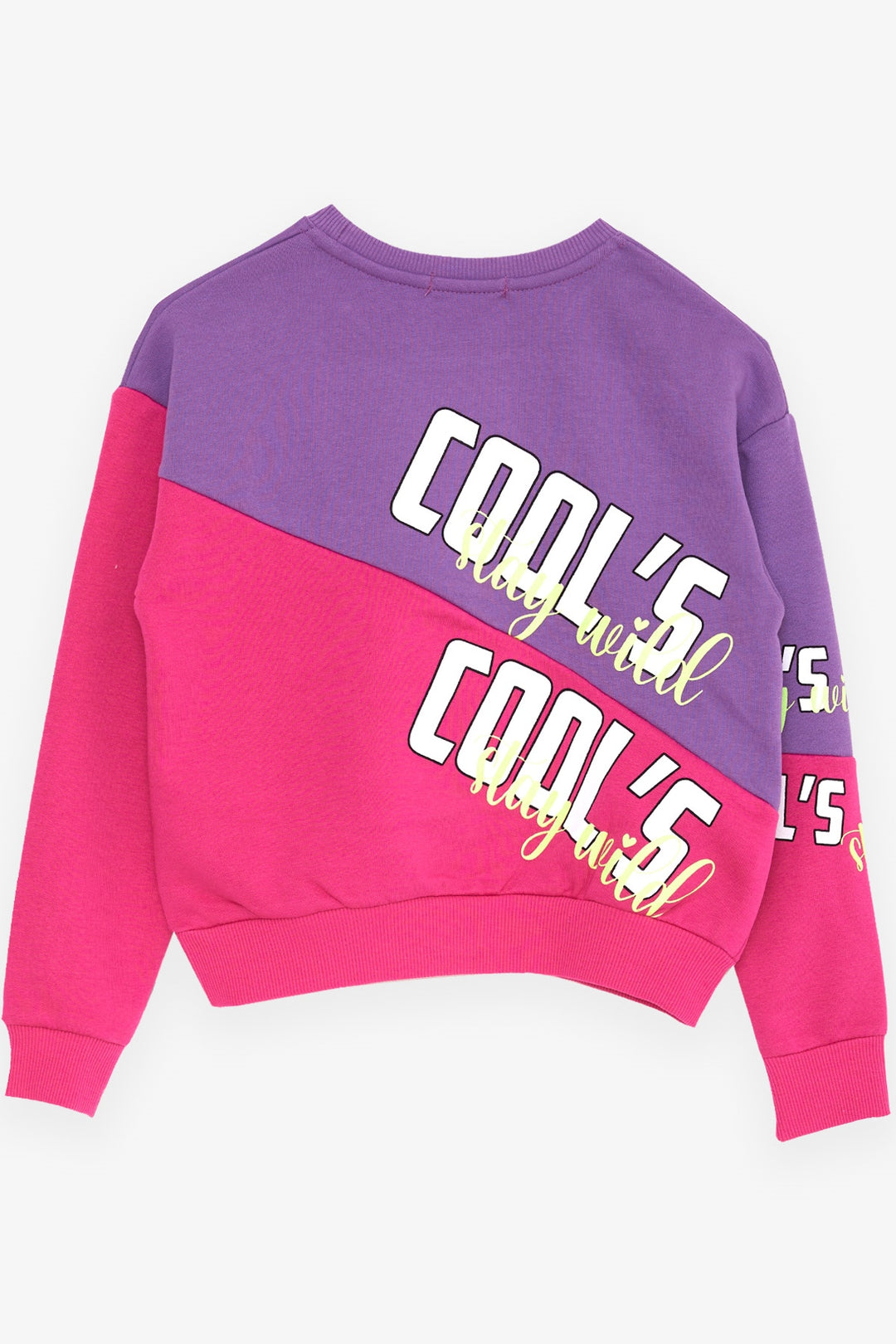 BRE Breeze Girl's Sweatshirt Block Pattern Printed with Text 104 Years, Purple - Sesto Fiorentino