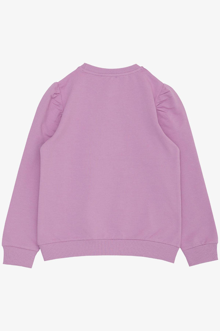BRE Breeze Girl's Sweatshirt Flower & Text Printed 62 Years, Purple - Temple