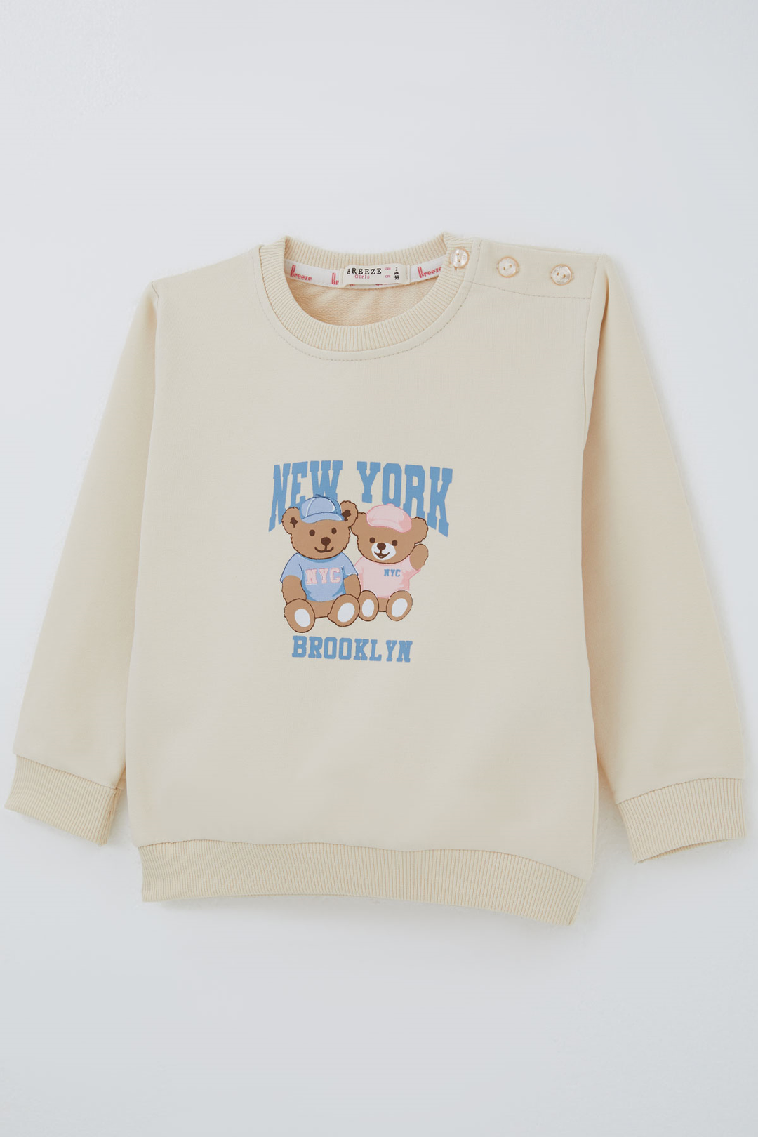 BRE Breeze Kız Çocuk Sweatshirt Dost Ayıcıklar Baskılı 1.5-5 Yaş , Krem - Waterloo