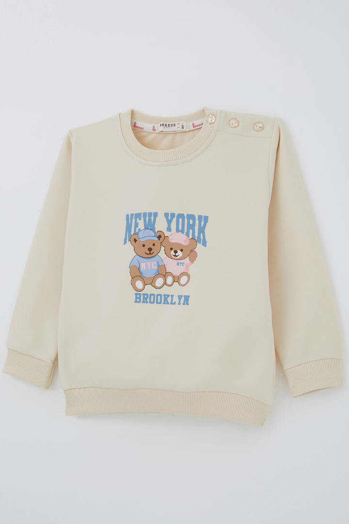 BRE Breeze Kız Çocuk Sweatshirt Dost Ayıcıklar Baskılı 1.5-5 Yaş , Krem - Waterloo